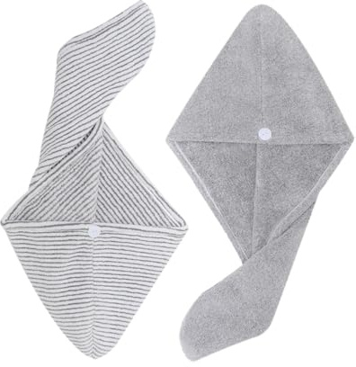 ARTSEWPLY 2 pièces Bonnet de Bain Bambou Antibactérien Serviette Absorbante Épaisse à Séchage Rapide pour Cheveux Confortable et Accessoire Salle de Bain Femme