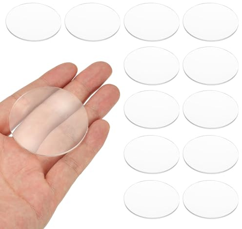 PATIKIL 12-pack biconvex lins, 50 mm dia. 180 mm brännvidd sfäriska optiska linser förstoringsglas pappersvikt akryl dubbel konvex för gör-det-själv kontorsskrivbord hem vetenskap experiment teleskop