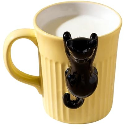 Genérico Taza de Gato Divertida - 350ml Cerámica Divertida Vajilla Aesthetic Para Bebidas - Taza Café Estética Leche - Para Leche Agua Hogar Dormitorio Sala Cocina Oficina Escuela