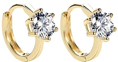 HHRLCHX Tryck på örhängen för kvinnor Diamond Six Prongörhängen för tonårsflickor Minimalistiska Piercing Studs Trendiga örhängen som hänger diamantörhängen