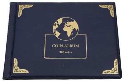 Album Coin Collection Supplies Holder Book for Collectors | 300 Bags Collector Organizer Storage Box Case Album för 20/25/27 (blå)