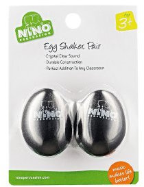 Nino Percussion Egg Shaker Paar – 2 Rasseleier für Kinder ab 3 Jahren – Musikinstrument – Geschenkidee - Kunststoff, Schwarz (NINO540BK-2)