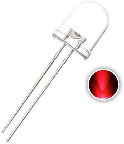 Chanzon 50 pcs 10mm Red LED Diode Lights (Clear Round Transparent DC 2V 20mA) Super Bright Lighting Bulb Lamps Electronics Components Light Emitting Diodes