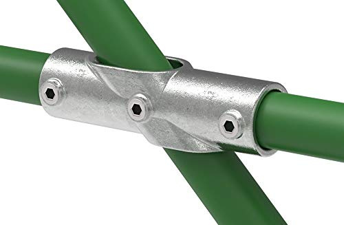 Fenau | Kreuz-Verbinder/Kreuz-Stück, 30-45°, verstellbar, Ø 42,4 mm, Rohrverbinder, Temperguss galvanisiert, feuerverzinkt, inkl. Schrauben