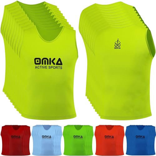 OMKA 10 Stück Fußball Leibchen Trainingsleibchen Markierungshemd Fußballleibchen für Kinder Jugend und Erwachsene, Farbe:Gelb, Bibs:Senior (L)