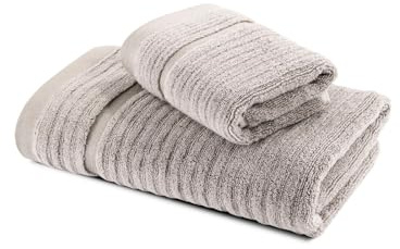 Caleffi Stripe Asciugamano con Ospite, Cotone , Naturale, Standard, 73858