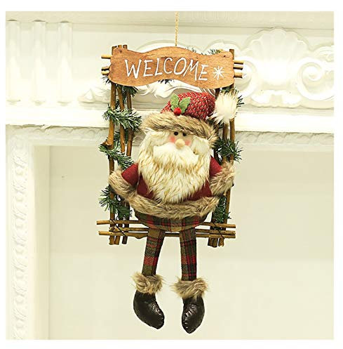 MESURE Türkranz Adventskranz,Nette Sankt-Fronttür Kranz, Weihnachtsdekoration Tür Behang Kranz, Weihnachtskranz for Haustür, Zusammenstellung Fensterdekoration Girlanden Tür Hängend