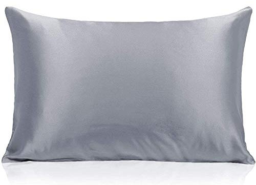 100% Mulberry Silk Kissenbezug 25 Momme Both Side Echte Seide Kissenbezüge Versteckte Reißverschluss Slip Seide Kissenbezüge Haar und Haut 1PC-Dunkelgrau_50x75cm