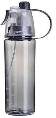 20oz Leakproof Water Bottle with Extra Spray Head & Straw 600ml BPA Free Sports Water Bottle Drinking and Spraying Misting Bottle for Cooling and Hydration, Gym, Sports, Outdoors and Office (Black)
