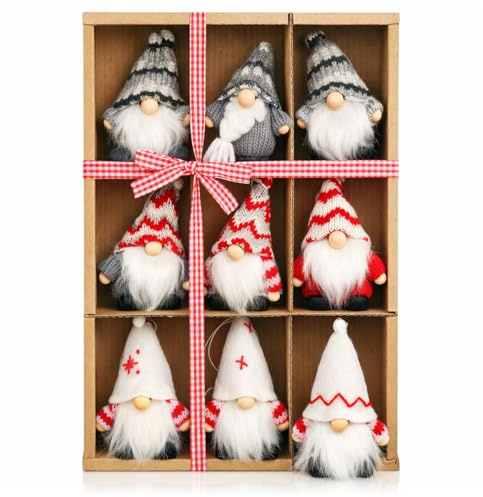 COM-FOUR® 9X Premium Weihnachtsmann-Anhänger für den Weihnachtsbaum | schwedisch-skandinavische Deko-Trolle - Christbaum-Figuren Anhänger als Baumbehang - Weihnachtsschmuck
