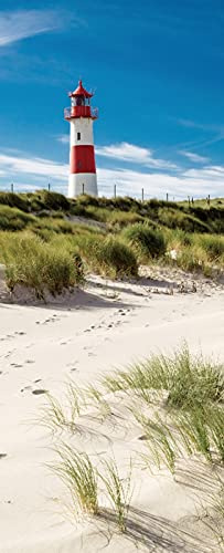 A.Monamour Türtapete Selbstklebend Türfolie Türposter 3D Leuchtturm Rot Weiß Auf Der Düne Sylt Insel Deutschland Vinyl Folie Türdeko Tapete Wandbild Türaufkleber Türtattoo 90 x 200 cm