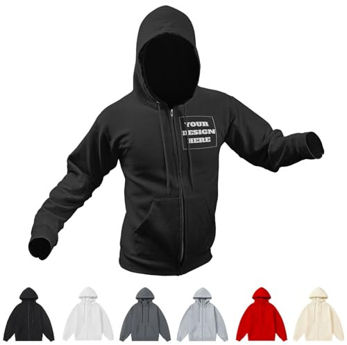 Buaodam Personalisierte Kapuzenjacke Sweatjacke Reißverschluss Hoodie mit Foto und Texte,Entwerfen Sie Ihr eigenes Kapuzen Sport Sweatshirt,Geschenke für Männer Leichter und Dünner Stil