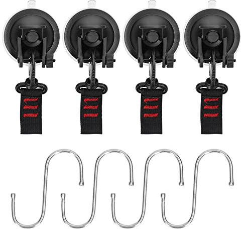 CalmGeek Saugnapf Camping Set, Saugnapfanker, Strapazierfähige Autohalterung Gepäckplanen Zelte Befestigungswerkzeug, Autodachspanner Multifunktions-Saugnapfanker mit Schnalle(4PCS)