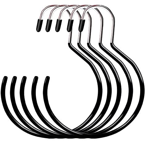 WUGU 5 Stück Gürtel Ring Gürtelhalter, Groß Huthalter Schalhalter Krawattenhalter Gebogener Schalbügel mit Wäsche Haken,Ideal für Kleiderschrank Organisation von Gürteln, Handtaschen & Schals