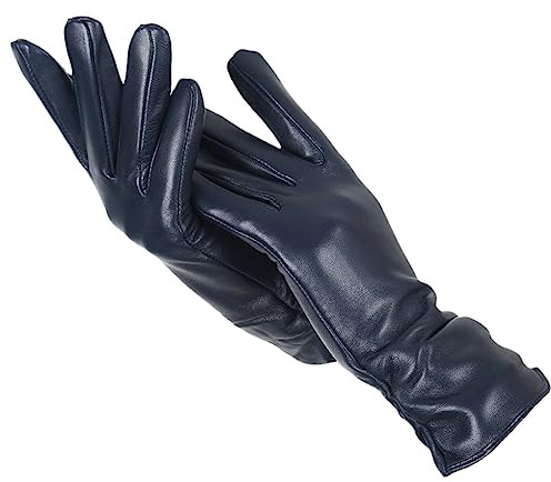 keusyoi Klassische Plissierte Lederhandschuhe Damen Lederhandschuhe Damen Winterhandschuhe Aus Echtem Schaffellleder