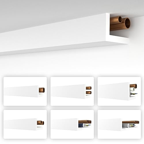 HEXIMO Winkelprofil weiß 1.7 Meter Profile - XPS Abdeckleisten für Heizungsrohre, L-Profil Rohrabdeckleiste Eckleiste Modell: HRA-4-58x90 mm (20.4 Meter / 12 Leisten)