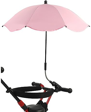 Kinderwagen-Sonnenschirm, Automatischer Kinderwagen-Sonnenschutz, Wasserdicht für Fahrrad (Rosa)