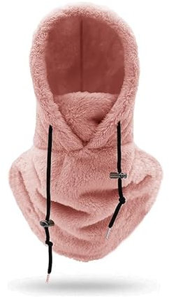NELLN Sherpa-Kapuzen-Skimaske, Winter-Sherpa-Kapuzenschal, Winddicht, verstellbare Fleece-Skimaske, windabweisende Winter-Gesichtsmaske (Color : Pink, Size : One Size)