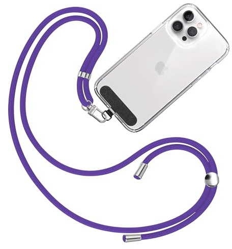 TBOC Cordino per Cellulare da Collo con Toppa di Fissaggio in Tessuto [Nero] per Telefono Cellulare - Laccio per Cellulare da Collo - Cordino Cellulare Universale