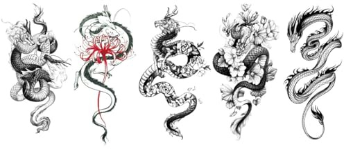 5 Blätter Drachen Tattoo Flower Dragon 5
