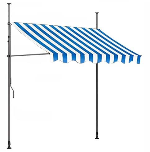 DJJYCTNM Markise Balkon Ohne Bohren, Einziehbare Und Verstellbare Klemmmarkise für Den Außenbereich mit Kurbelgriff, Sonnenschutz für Garten, Terrasse, Balkon, Fenster (Color : Blue+Gray Frame, Size