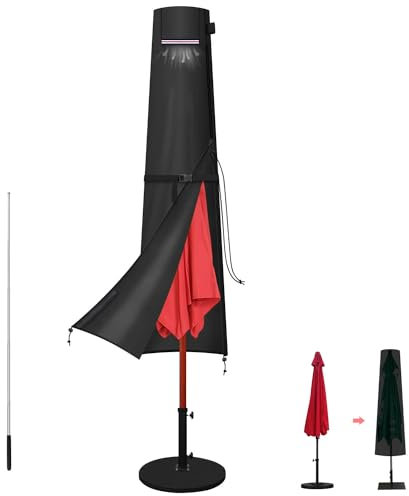 LAMUNI Funda Sombrilla Playa Funda Parasol Jardin Impermeable Funda Protectora para Sombrilla 420D Oxford Funda para Parasol Cubierta para Sombrilla de Jardin con Cremallera y Varilla, 190x30/50cm