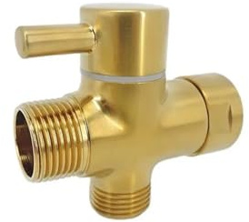 Valvola Deviatrice Per Doccia Adattatore a T rubinetto dell'acqua rubinetto rubinetto a 3 vie placcatura in oro valvola deviatore in ottone separatore WC soffione doccia Tee Per Doccetta Bagno(Color:G