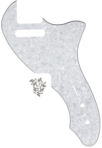 ROZILO White Pearl Tele Thinline Pickguard Guitar Pick Guard Plate with Screws Compatible with 69 Telecaster Telecaster Thinline Re-issue Guitar Part