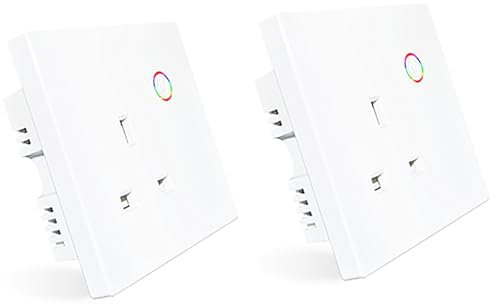 Energy Monitoring Smart Wall Outlet, Overload Protection WiFi Wall Socket, Works with Alexa Google Home, Timer/Voice, No Hub Required(White, 2Pack)