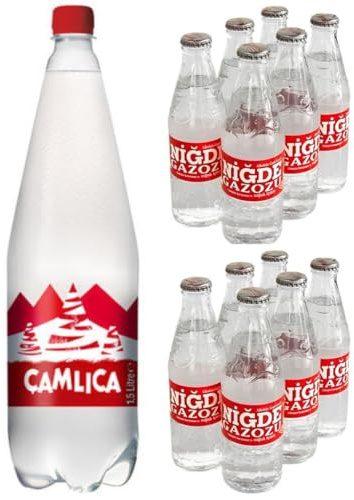 Camlica Gazoz Limonade Boissons gazeuses et non alcoolisées (avec consigne) 1500 ml x 12 bouteilles avec Pufai Grocery