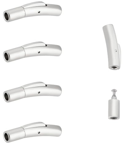 UNICRAFTALE 5 Stück Armband Halskettenverschlüsse 304 Edelstahl Bajonettverschlüsse Säulenverschlüsse Für Lederkordeln Röhren Schmuckverschlüsse Mit Druckknopf Für Armbänder Halsketten 3mm Loch