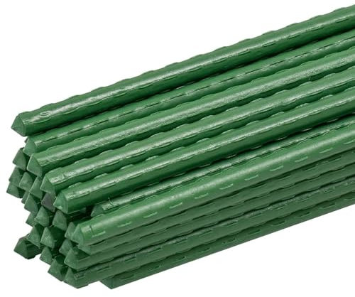 Elixir Gardens Plastic Coated Steel Metal Support Canes Stakes with Wire Buckle Connecting Clips | Lengths from 60cm-3m (2ft-10ft) | Quantities of 5-1000 Available | 10 x 180cm (6ft) + Clips