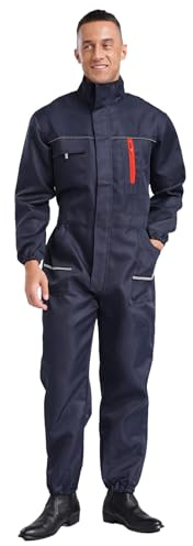 Runhomal - Mono de trabajo para hombre con múltiples bolsillos con cremallera para ropa de trabajo agrícola mecánicos