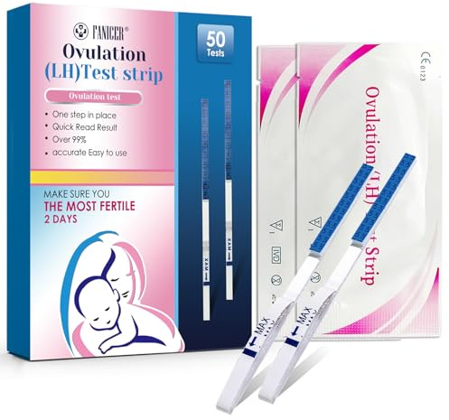 50 Pieces Ovulation Test Strips, Ovulation Predictor, Sensitive Fertility Predictor Testing Sticks, High Sensitivity Ovulation Tests, Track Ovulation Test, Sensitive 25miu/ml Test, Fast and Accurate
