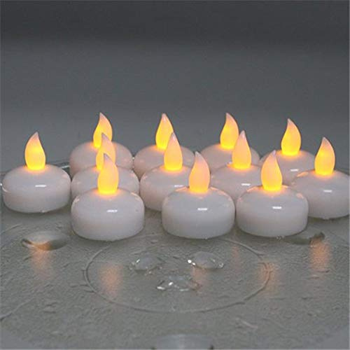 Floaty Teelicht Kerzen Batteriebetrieben, Wasser Aktiviert Sensor LED Flameless Flackernde Teelichter für Hochzeit Party Bad Pool SPA Aquarium Weihnachten Halloween - Amber Gelb