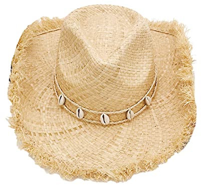HUAJINGKEJI Cowboy Hat,Spring Straw Weaving Hat for Men Western Seaside Sunproof Model Show Straw Weaving Hat