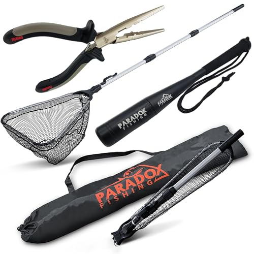 Paradox Fishing Angel Kescher gummiert 1,6m/2,1m | klappbar | Stabiler Unterfangkescher Allround | Teleskop | Kescher Angeln gummiert | Fischschonend