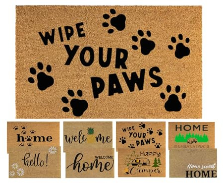 MYPURECORE Coir Door Mat (60x40cm) - Non-Slip & Absorbent, Indoor/Outdoor, Eco-Friendly - Ideal as Front Door, Entrance, Floor, Welcome Mat - Large Size, Dirt Trapper, Washable (WIPE PAWS)