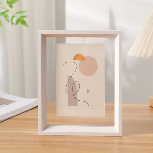 Machtiging Float frame Double-Sided Floating Glass, Wooden A4, Leaf Specimen Photo Dust-Proof Clear For Photos Posters Artworks