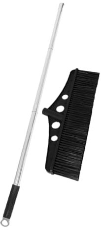KOCKSHION Scopa Giardino Nera con Manico Lungo Ergonomico Setola Rigida in Acciaio Spazzola Lavaponti e Garage Patio Esterni Pulizia Vasto Raggio