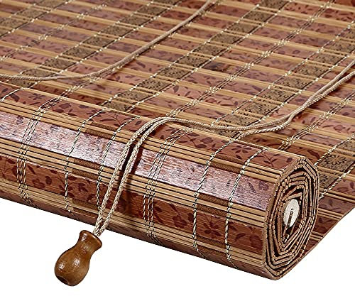 Lichtfilterndes Bambus-Rollo mit Haken und Zugseil, für den Außenbereich, Rollos für feuchtigkeitsbeständige Isolierung, 110 x 200 cm breite Rollos