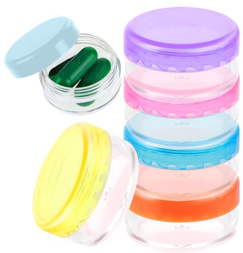 Dimeho 6 Stück Kleine Pillendose, Tablettenbox Pillendose Klein Für Unterwegs Tragbar Pillenbox BPA-frei Reise Pillendosen Mini Tablettendose Medikamenten Taschenpillendose für Handtasche (6 Farben)