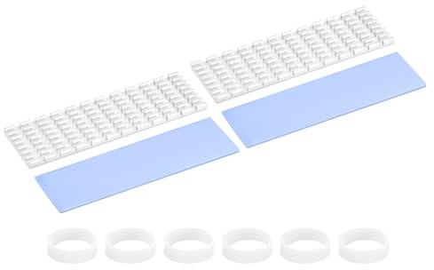 PATIKIL M.2 2280 Nvme SSD Dissipateur Thermique 70x22x3mm, 2 Set Radiateur Refroidisseur avec Pads Thermiques/Ruban Adhésif/Anneaux en Caoutchouc pour Laptop Électroniques CPU LED, Argent