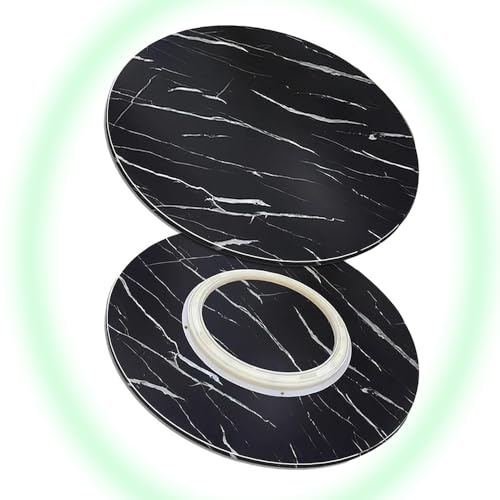 Marbre noir – Plateau de service rotatif lisse et silencieux de 76/101,6 cm – Table de salle à manger élégante – Accessoire de cuisine décoratif pour recevoir et servir