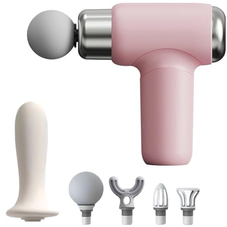 Mini Massage Gun, Powerful Fascial Gun Portable Deep Tissue Percussion Muscle Back Head Massager for Pain Relief with 5 Massage Heads High-Intensity Vibration Rechargeable Small Best Gifts for Dad Mom