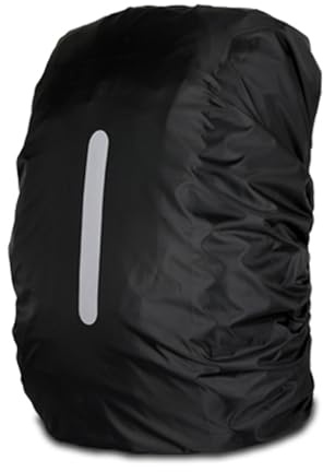 WSHuayee Waterproof Backpack Rain Cover with Reflective Strip, 35L-40L Dustproof & Abrasion-Resistant Bag Cover, Rucksack Raincover for Outdoor, Hiking, Camping, Traveling, Cycling (Black,30L-40L)