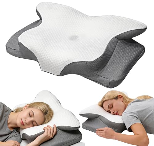 Universel Memory Foam Nackenkissen – Ergonomisches Schmetterlingskissen für Seiten-, Rücken- & Bauchschläfer | Atmungsaktiver Bambus-Bezug | Oeko-TEX Zertifiziert | 63×42 cm