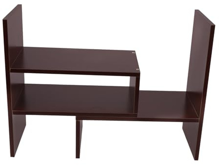 Mikikit Étagère De Bureau en Bois Extensible Petit Format Support De Rangement Multifonction pour Livres Magazines Bureaux Professionnels