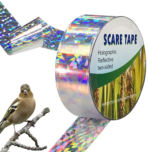 Simsky Reflektierendes Vogelabwehrband, 80m x 2.4cm Flatterband Gegen Tauben Raben Krähen, Schutz für Balkon Garten Obstbäume Pflanzen