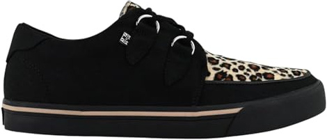 TUK skor unisex spetsig Creeper sneaker – läder gotiska plattformsskor med skalle och ben sula, Leopard, 36.5/38 EU